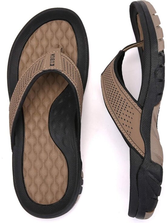 Men\'s Khaki Beach Flip-Flops Water Sandals Outdoor Athletic Thong main image 5